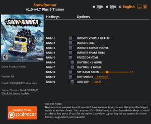 SnowRunner Trainer for PC game version v4.7