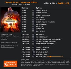 State of Decay: YOSE Day One Edition +1 Trainer Download