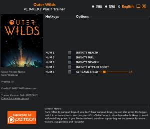 Outer Wilds Trainer for PC game version v1.0.7
