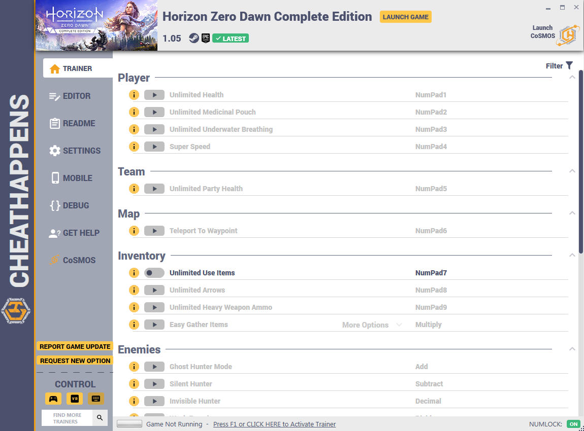 Horizon: Zero Dawn - Complete Edition - Cheat Table v.1.1 - Game