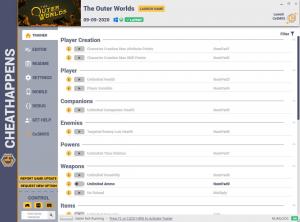 The Outer Worlds Trainer for PC game version v09.09.2020