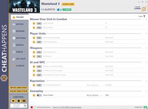 Wasteland 3 Trainer for PC game version  v1.1.0.235715