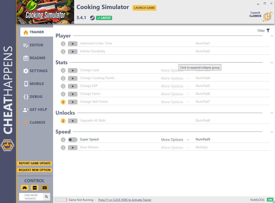 0 Cheats for Cooking Simulator