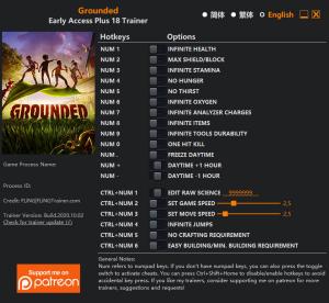 Grounded  Trainer for PC game version v2020.10.02