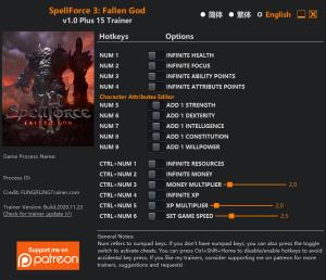 SpellForce 3: Fallen God Trainer for PC game version v1.0