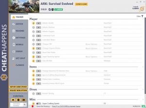 ARK: Survival Evolved Trainer for PC game version v318.9