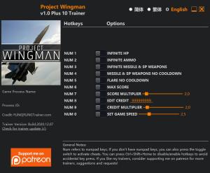 Project Wingman Trainer for PC game version v1.0