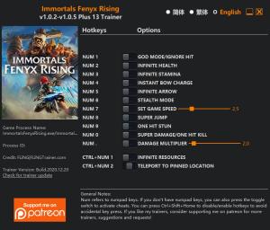 Immortals Fenyx Rising Trainer for PC game version v1.0.5