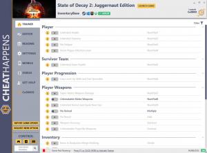 State of Decay 2: Juggernaut Edition Trainer for PC game version Inventory Base