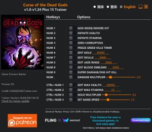 Curse of the Dead Gods Trainer for PC game version v1.24