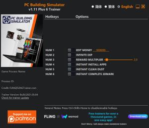 PC Building Simulator Trainer for PC game version v1.11