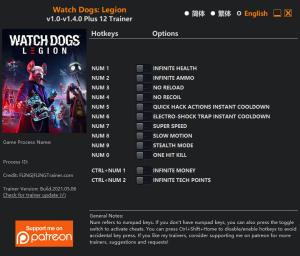 Watch Dogs: Legion Trainer for PC game version v1.4.0