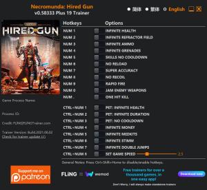 Necromunda: Hired Gun Trainer for PC game version v0.58333