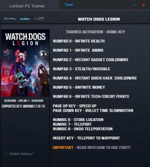 Watch Dogs: Legion Trainer for PC game version v05.06.2021