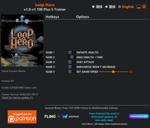 Loop Hero  Trainer for PC game version v1.100