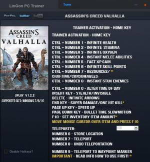 Assassin's Creed: Valhalla Trainer for PC game version v1.2.2