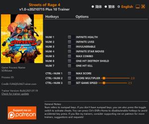 Streets of Rage 4 Trainer for PC game version v2021.07.15