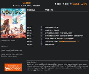 Godfall Trainer for PC game version v3.2.206