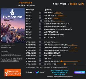 Humankind Trainer for PC game version v1.0