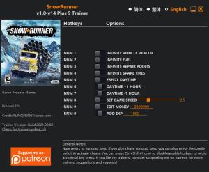 SnowRunner Trainer for PC game version v14