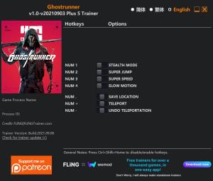 Ghostrunner Trainer for PC game version v2021.09.06