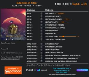 Industries of Titan Trainer for PC game version v0.17.0