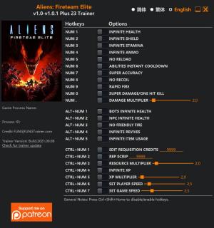 Aliens: Fireteam Elite Trainer for PC game version v1.0.1