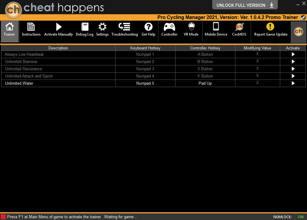 Pro Cycling Manager 2021: Trainer +5 v1.0.4.2 {CheatHappens.com