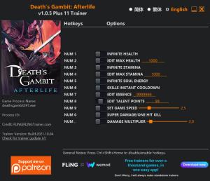 Death's Gambit: Afterlife Trainer for PC game version v1.0.5