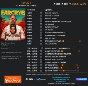 Far Cry 6 Trainer for PC game version v1.1.0