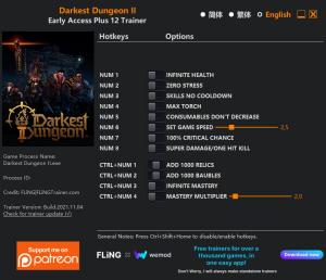 Darkest Dungeon 2 Trainer for PC game version Early Access 2021.11.04