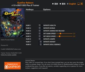 Gunfire Reborn Trainer for PC game version v2021.12.03