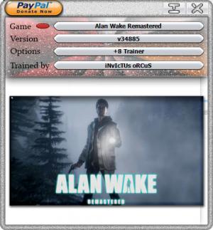 Alan Wake Remastered Trainer for PC game version v1.0 build 34885