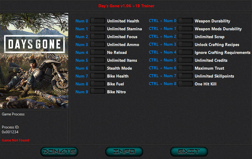 Days Gone +16 Trainer (health, ammo, stamina ..etc) [PC]