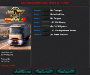 Euro Truck Simulator 2 Trainer for PC game version v1.43.3.4s