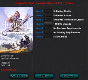 Horizon Zero Dawn: Complete Edition Trainer for PC game version v1.12