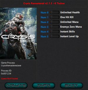Crysis Remastered Trainer for PC game version v2.1.3