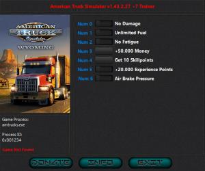 American Truck Simulator Trainer for PC game version  v1.43.2.27