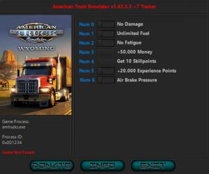 American Truck Simulator  Trainer for PC game version v1.43.3.33