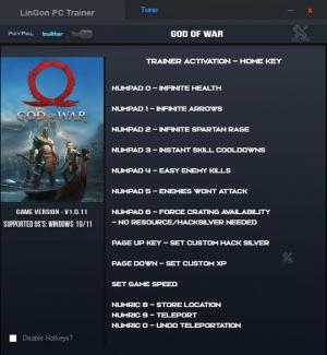 God of War Trainer for PC game version v26.04.2022