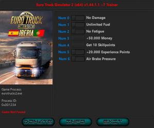 Euro Truck Simulator 2 Trainer for PC game version v1.44.1.1