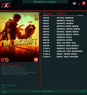 DeadCraft  Trainer for PC game version v19.05.2022