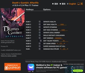 Death's Gambit: Afterlife Trainer for PC game version v1.2.4