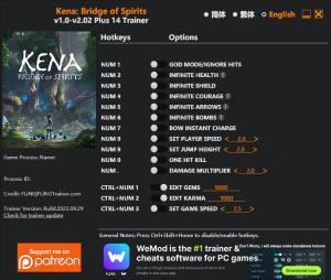 Kena: Bridge of Spirits Trainer for PC game version v2.02