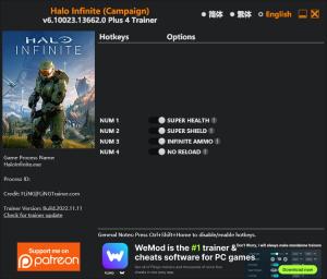 Halo Infinite Trainer for PC game version v6.10023.13662.0