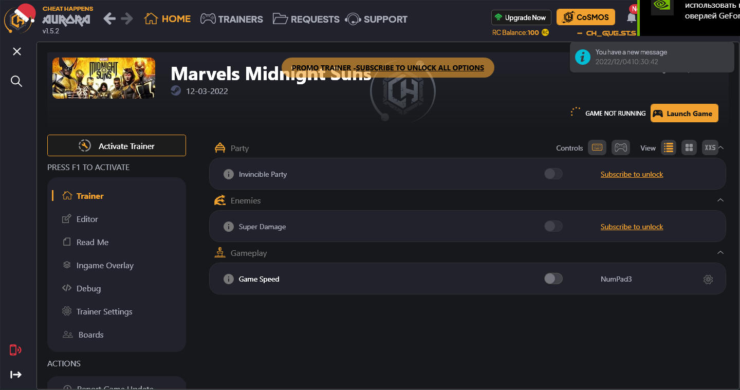Marvel's Midnight Suns Cheats & Trainers for PC