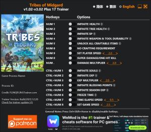 Tribes of Midgard Trainer for PC game version v3.02
