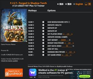 F.I.S.T.: Forged In Shadow Torch Trainer for PC game version v2022.11.07