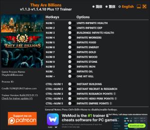 They Are Billions Trainer for PC game version v1.1.4.10