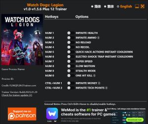 Watch Dogs: Legion Trainer for PC game version v1.5.6